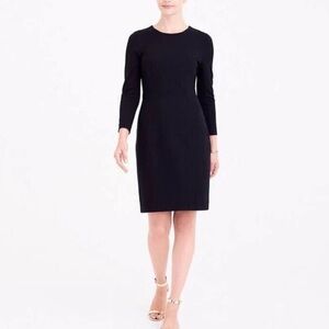 Women’s J.Crew J Crew Long / 3/4 Sleeve Black Ponte Knit Sheath Dress 4 Zip Back